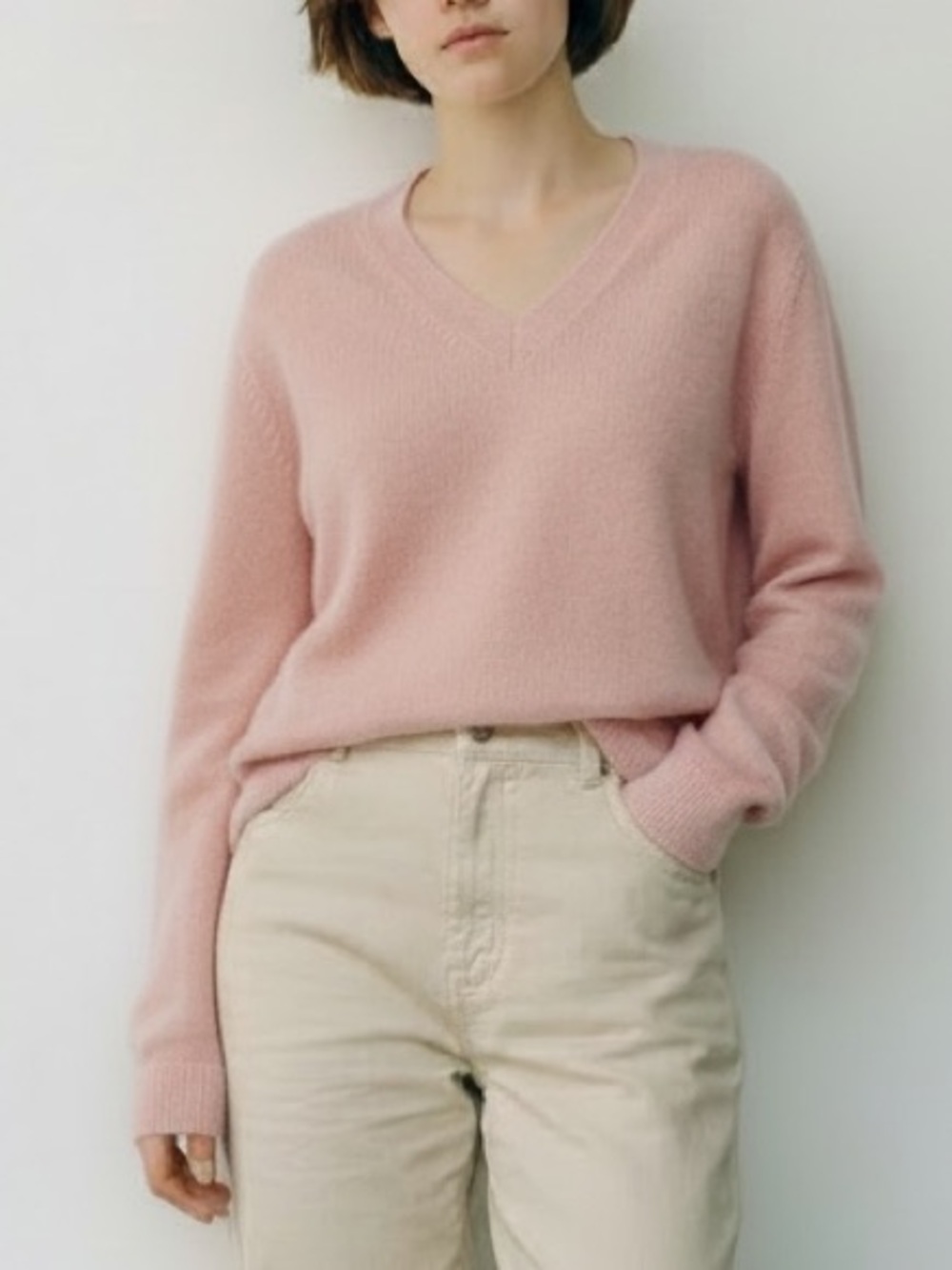 Banana Republic Cashmere V Neck Pullover Sweater Soft Muted Dusty Rose Size S EC